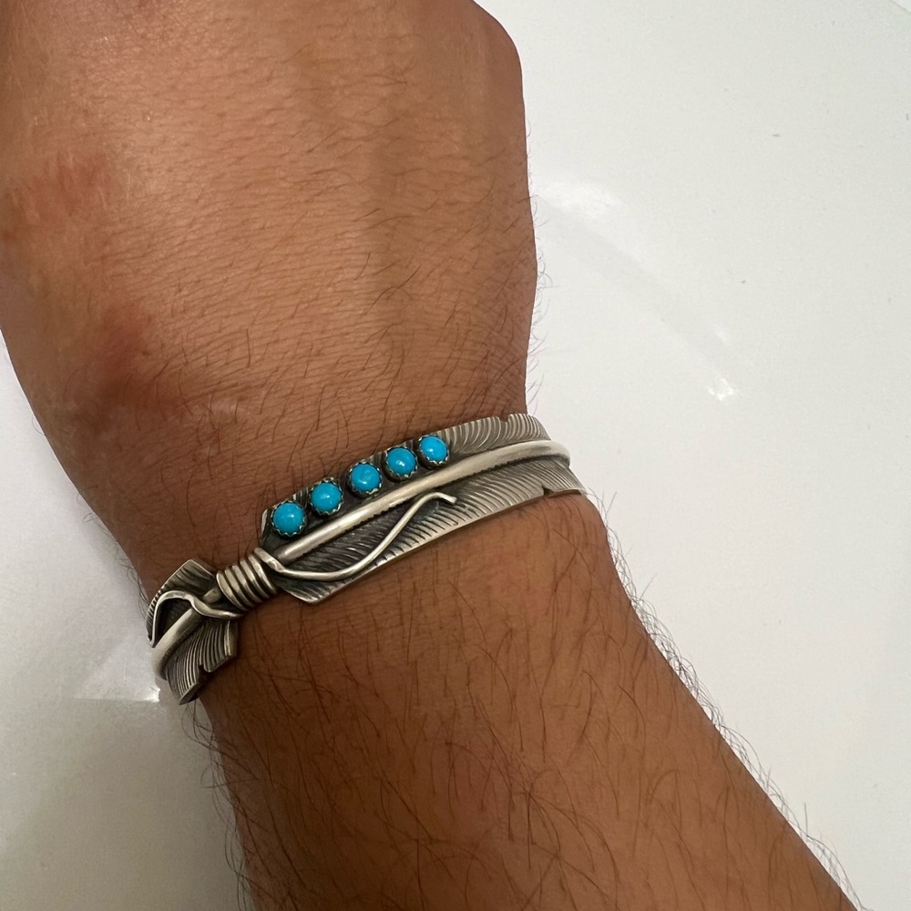 Sterling Silver bracelet with genuine Turquoise stones